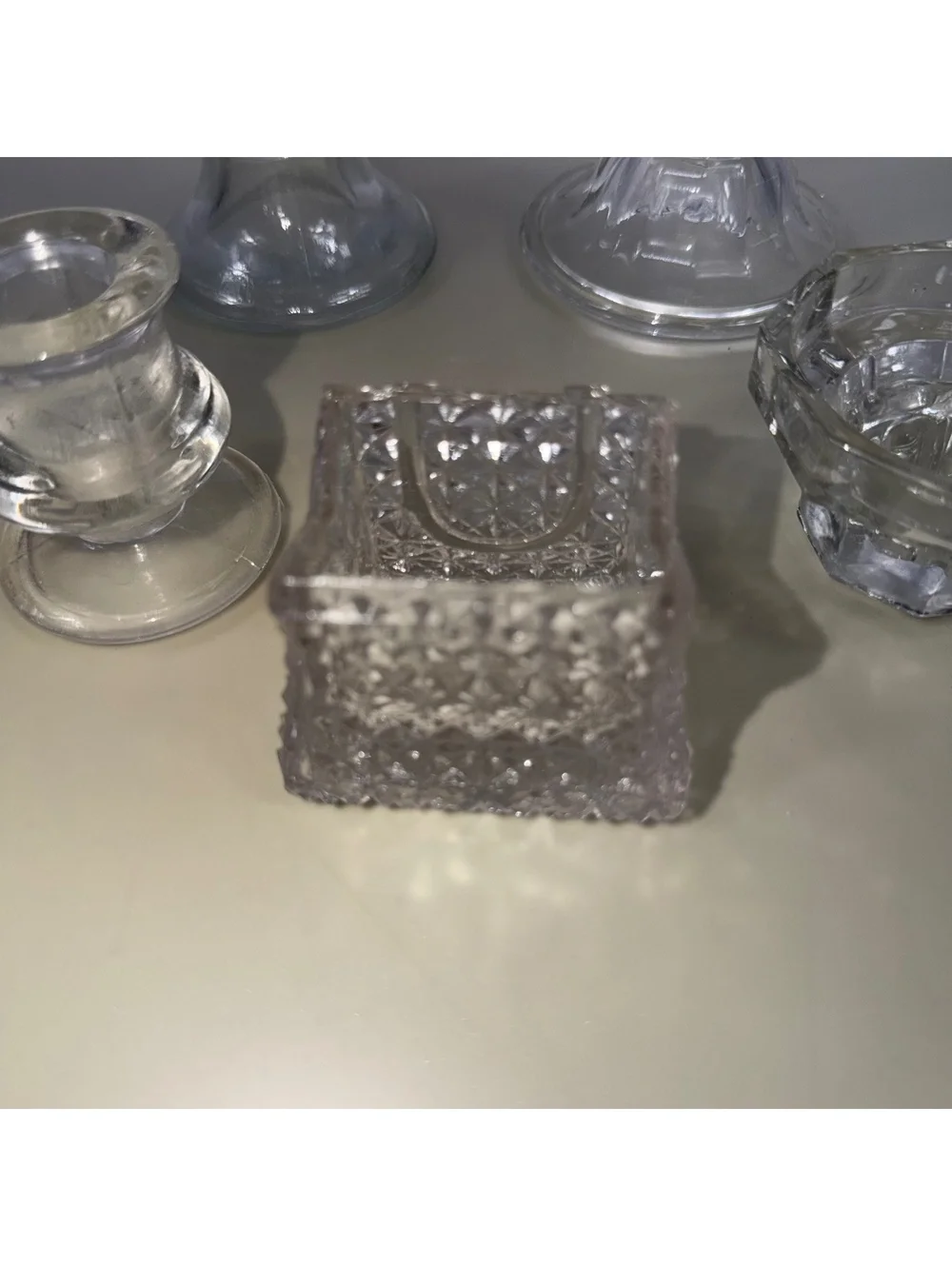 Clear Glass Candle Holder Lot of 5 Mixed Styles